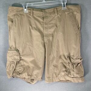 Sonoma Life Style Mens Cargo Shorts Size 40 Khaki Cotton Nylon Zip‎ Pockets